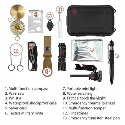 EOD NON 14 in 1 Outdoor Emergency Survival And Safety Gear Kit Camping